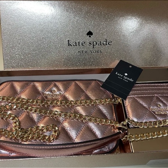 ❤️🔥🩷Kate Spade Leather Glimmer Quilted Crossbody Set MSRP $359🩷❤️🔥 NWT - Picture 5 of 10